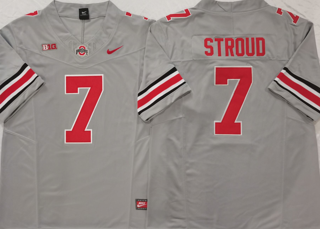 Men's Ohio State Buckeyes CJ Stroud #7 Grey Jersey